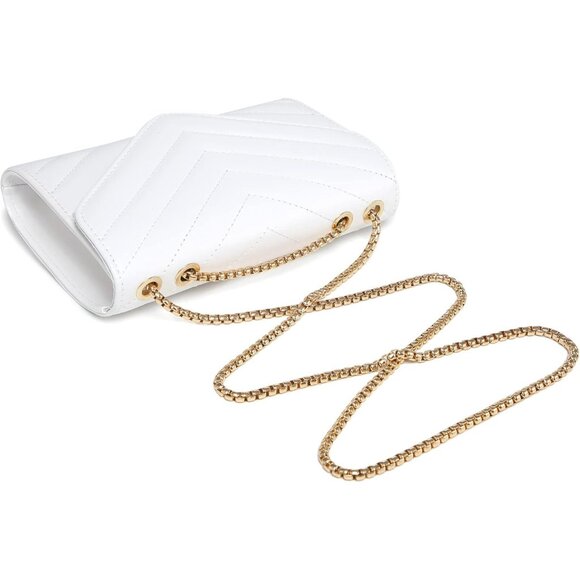 ⚡ Women's White Stylish Evening Clutch Chain Shoulder Strap Crossbody Bag - Picture 6 of 6